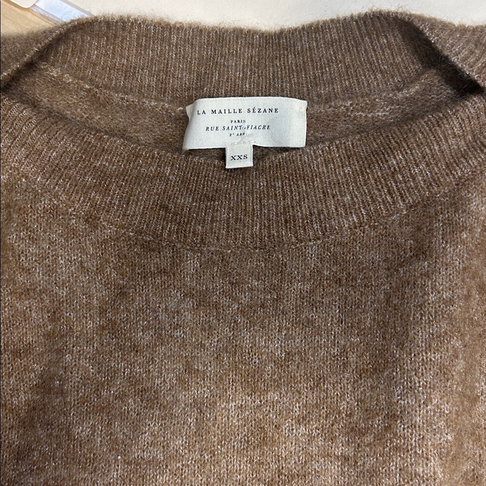 Sezane Tan Button-Detail Crew Neck Sweater - Picture 2 of 15